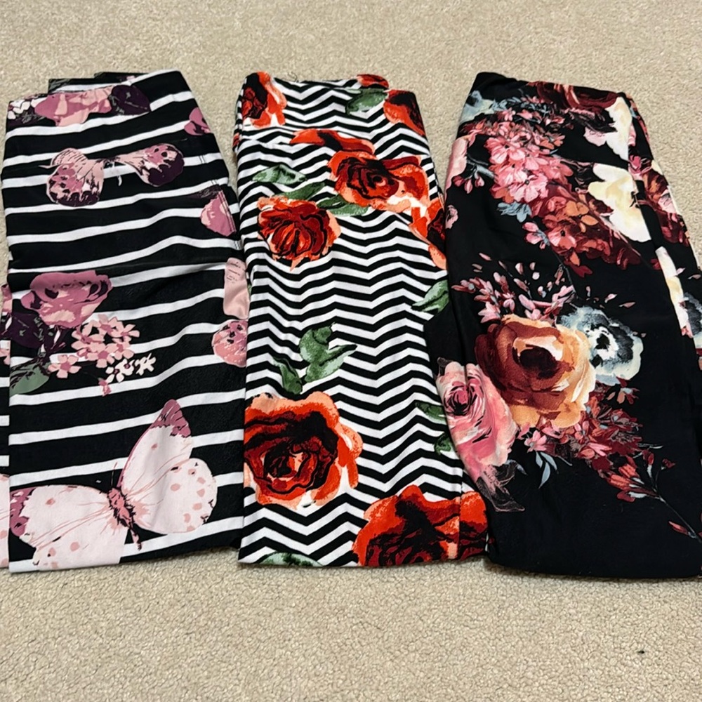 LulaRoe OS Floral leggings bundle